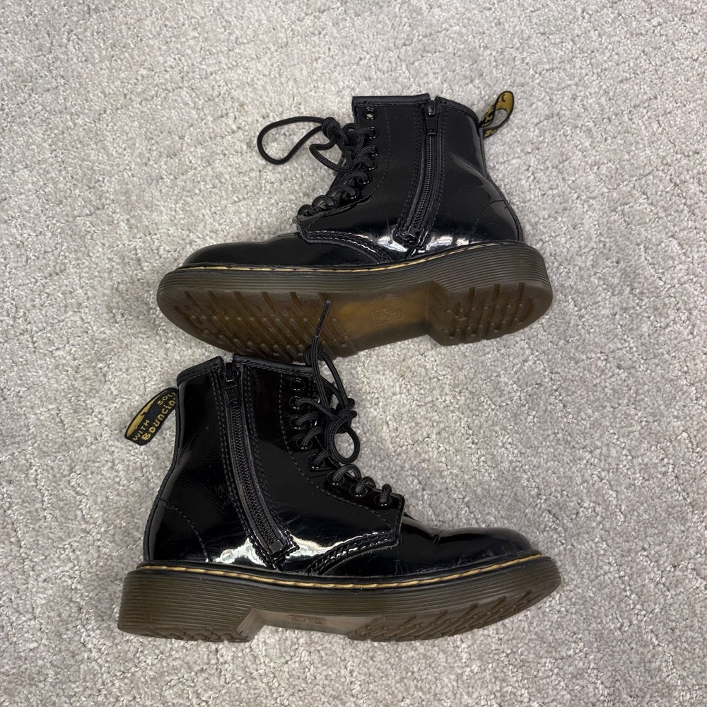 Dr Martens 1460J Black Patent Combat Boots Zip Size 12 Kids Youth 1460 J Glossy - Picture 6 of 7